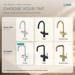 LavaTap chrome 3-in-1 D neck boiling water tap: chrome, black and brushed brass finishes