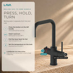 LavaTap black 3-in-1 D neck boiling water tap: how to use the handles