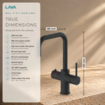 LavaTap black 3-in-1 D neck boiling water tap: size and dimensions