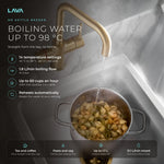 LavaTap brushed brass 3-in-1 D neck boiling water tap: instant water up to 98 °C