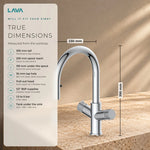 LavaTap chrome 4-in-1 pull-out boiling water tap: size and dimensions