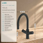 LavaTap black 4-in-1 pull-out boiling water tap: size and dimensions