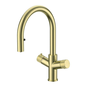 LavaTap 4 in 1 Boiling Water Tap Swan Neck Instant Hot Water Kitchen Mixer Tap Only - Brass