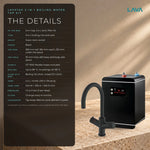LavaTap black 3-in-1 swan neck boiling water tap kit with tank and filter: specifications