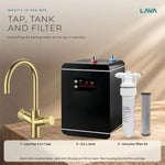 LavaTap brushed brass 3-in-1 swan neck boiling water tap kit with tank and filter: what is in the box