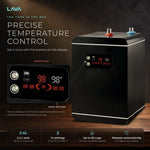 LavaTap brushed brass 3-in-1 swan neck boiling water tap kit with tank and filter: tank touch display and temperature