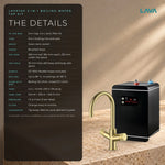 LavaTap brushed brass 3-in-1 swan neck boiling water tap kit with tank and filter: specifications