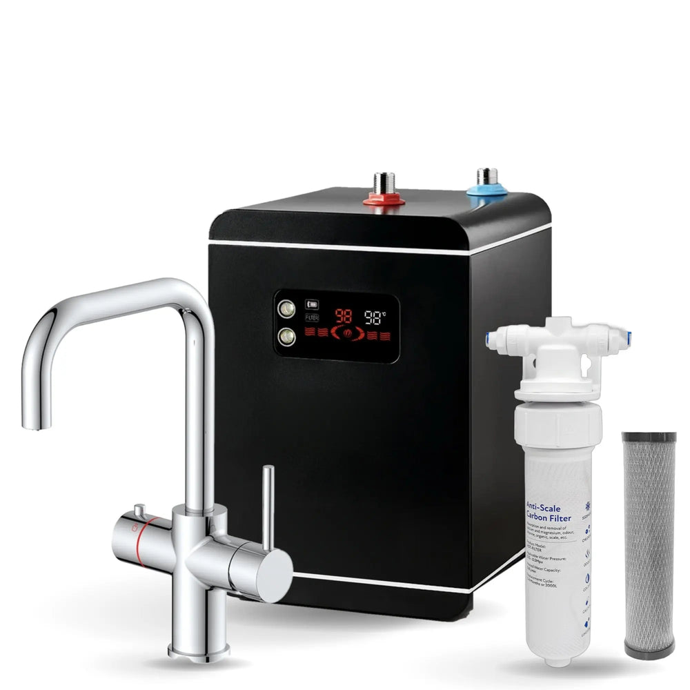 LavaTap chrome 3-in-1 D neck boiling water tap kit with tank and filter: tap, 2.4 L tank and filter