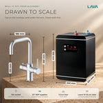 LavaTap chrome 3-in-1 D neck boiling water tap kit with tank and filter: size and dimensions