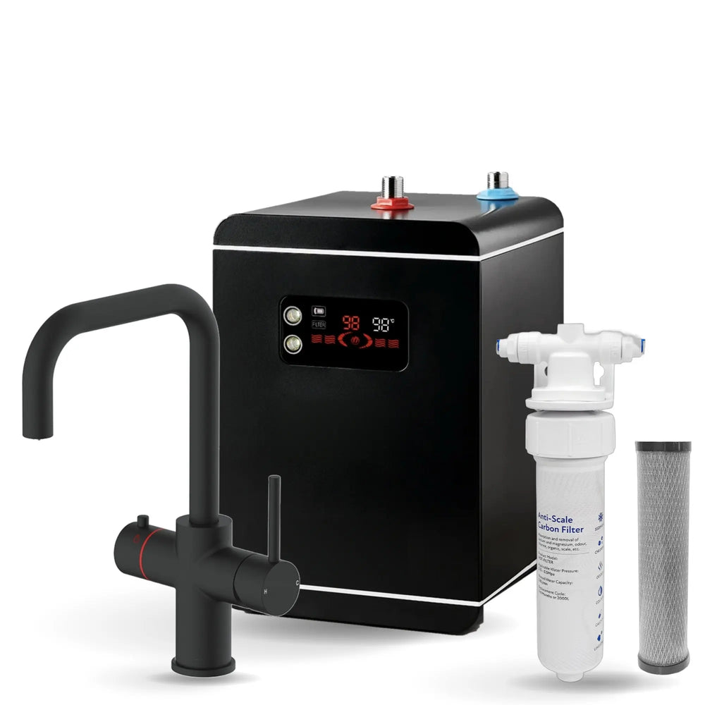 LavaTap black 3-in-1 D neck boiling water tap kit with tank and filter: tap, 2.4 L tank and filter