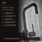 LavaTap black 3-in-1 D neck boiling water tap kit with tank and filter: boiling, hot and cold water from one tap