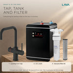LavaTap black 3-in-1 D neck boiling water tap kit with tank and filter: what is in the box