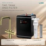 LavaTap brushed brass 3-in-1 D neck boiling water tap kit with tank and filter: what is in the box