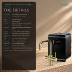 LavaTap brushed brass 3-in-1 D neck boiling water tap kit with tank and filter: specifications