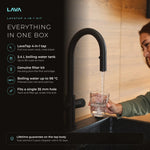 LavaTap black 4-in-1 pull-out boiling water tap kit with tank and filter: boiling, hot and cold water from one tap