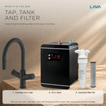 LavaTap black 4-in-1 pull-out boiling water tap kit with tank and filter: what is in the box
