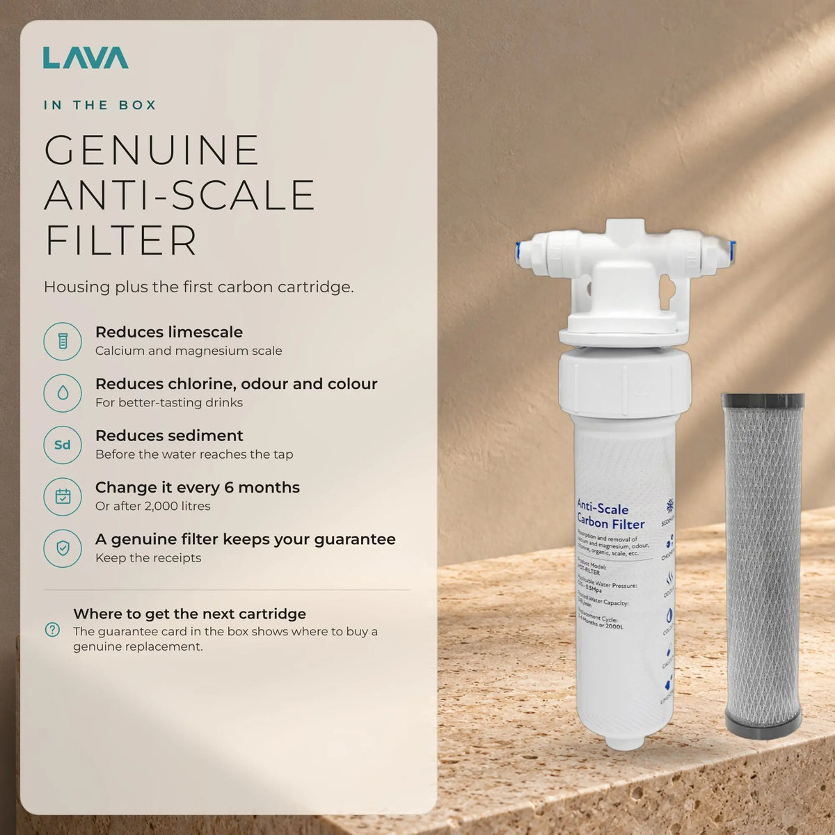 LavaTap black 4-in-1 pull-out boiling water tap kit with tank and filter: filter kit with housing