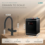 LavaTap black 4-in-1 pull-out boiling water tap kit with tank and filter: size and dimensions