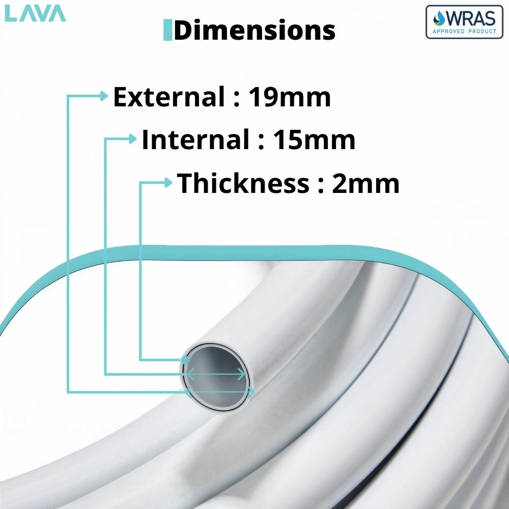 LavaTap 15mm PEX barrier pipe, white, 50m coil – close-up