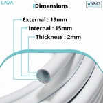 LavaTap 15mm PEX barrier pipe, white, 50m coil – close-up