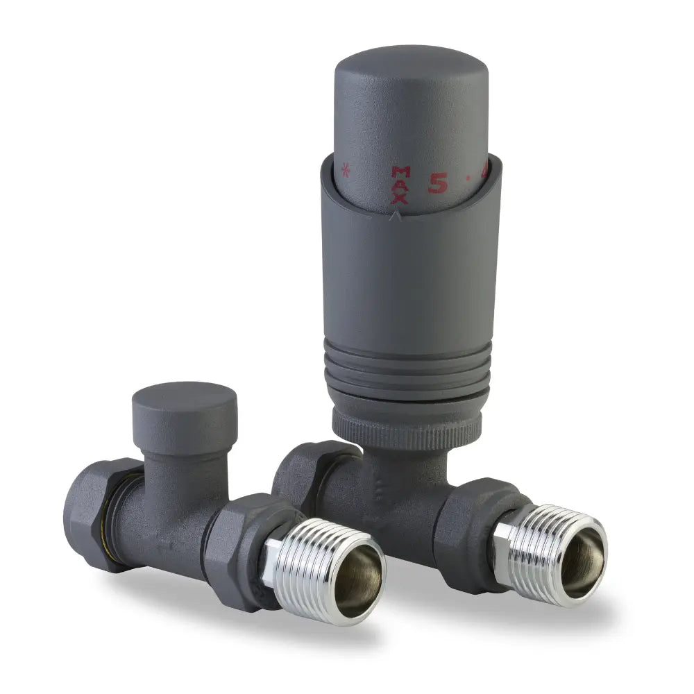LavaTherm TRV Anthracite Thermostatic Radiator Valve - Straight