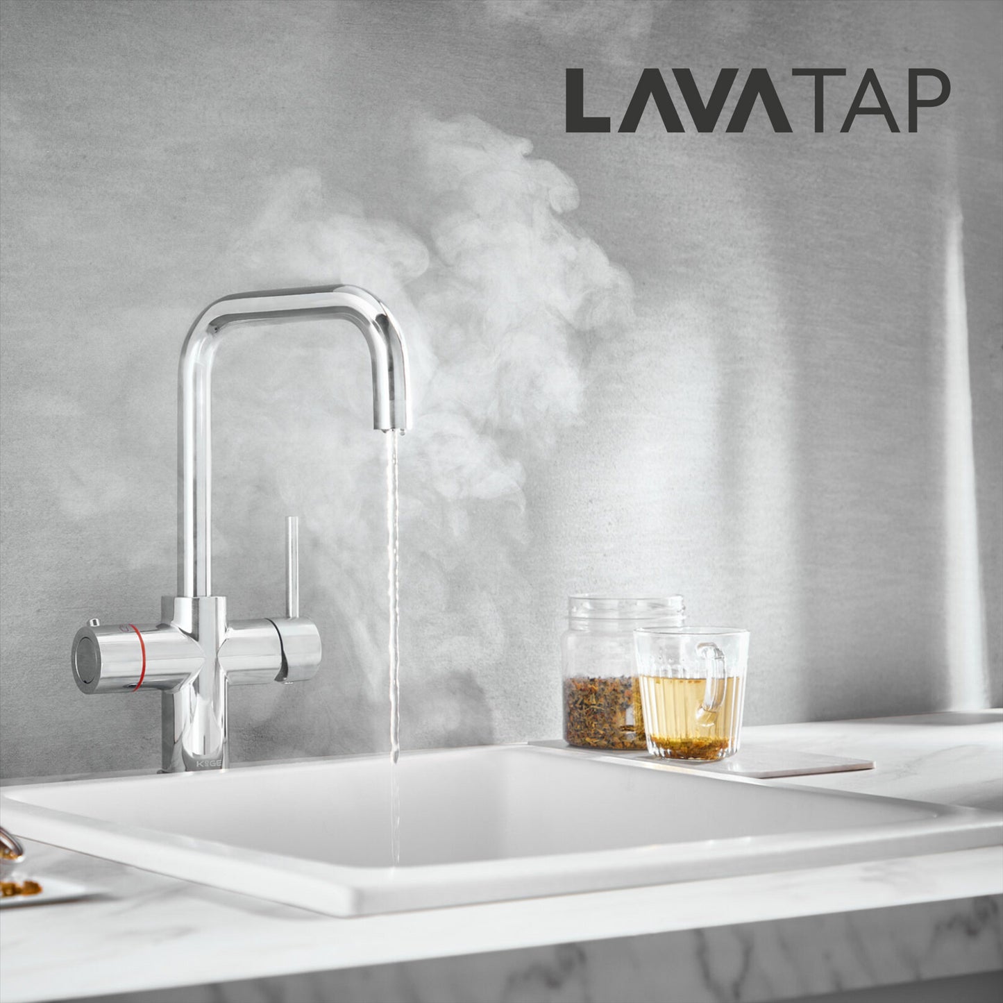 LavaTap Chrome 3-in-1 Square Neck Boiling Water Tap Kit