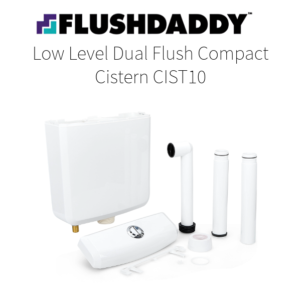 FlushDaddy Dual Flush Toilet Cistern Bottom Entry 6L 3L Compact Low Level WC Tank - CIST10 FlushDaddy