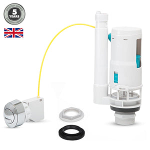 Adjustable Toilet Dual Flush Valve 1.5 inch and 2 inch Outlet Cable Push Button Replacement Kit