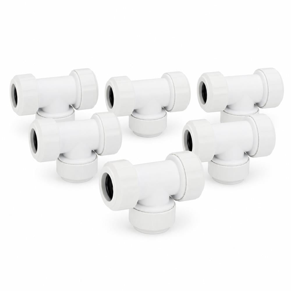 LavaPlumb 22mm push fit equal tee, white, 5 pack
