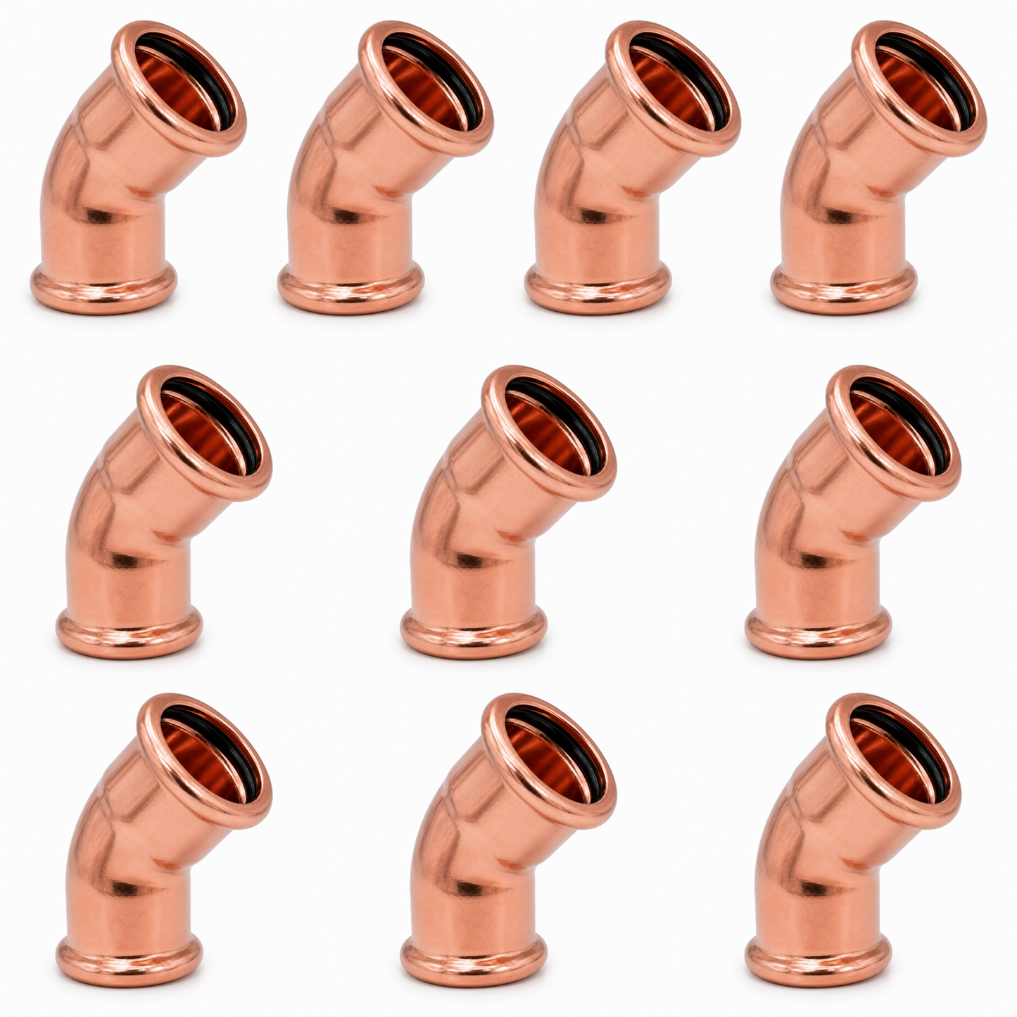 LavaPlumb Copper Pressfit 45 Degree Elbow - 15mm - 10 Pack LavaPlumb