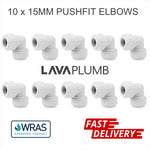 LavaPlumb 15mm Pushfit Elbow White 10 Pack
