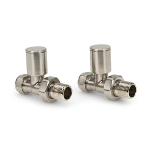 LavaTherm Straight Brushed Radiator Valves Pair 15mm