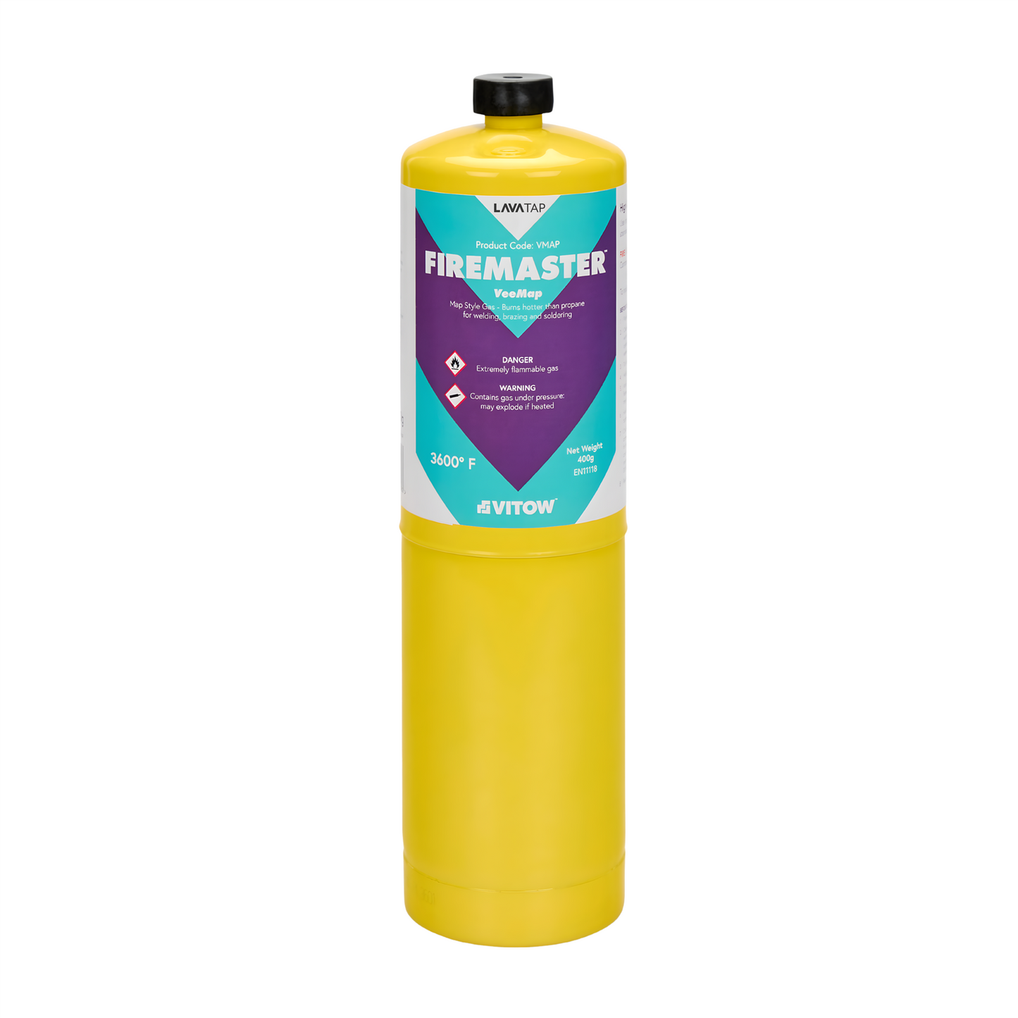 Firemaster Mapp Gas 400g Cylinder x 24 Firemaster - Side Profile