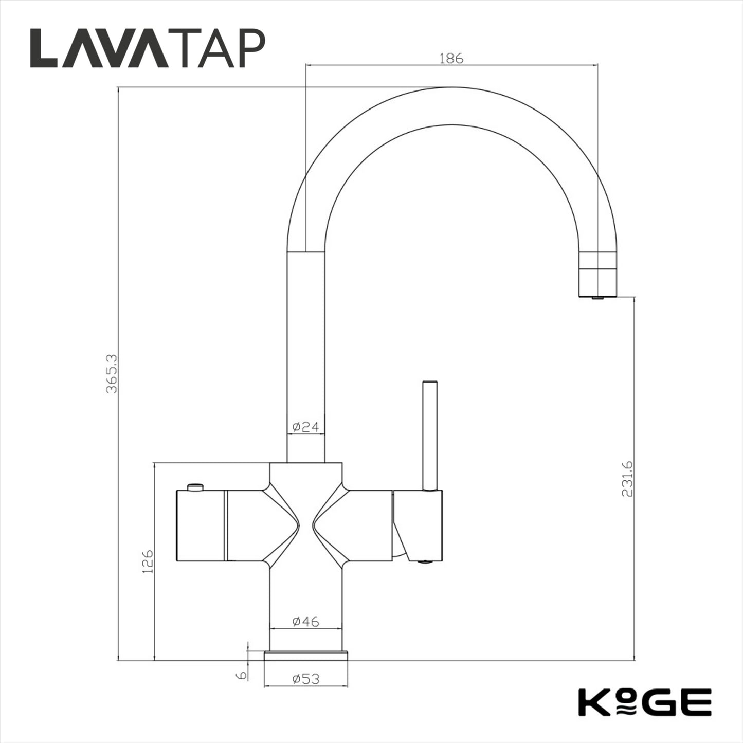 LavaTap Black 3-in-1 Swan Neck Boiling Water Tap Kit