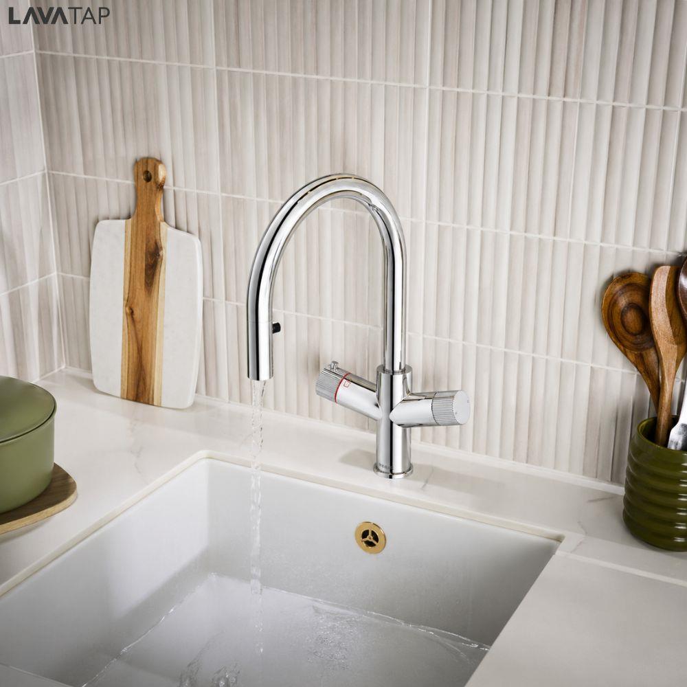 LavaTap 4 in 1 Boiling Water Tap Swan Neck Instant Hot Water Kitchen Mixer Tap Only - Chrome LavaTap