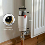 LavaTherm White & Chrome Tab Thermostatic Radiator Valve TRV Head M30 x 1.5 - 1 Pack LavaTherm - Top View