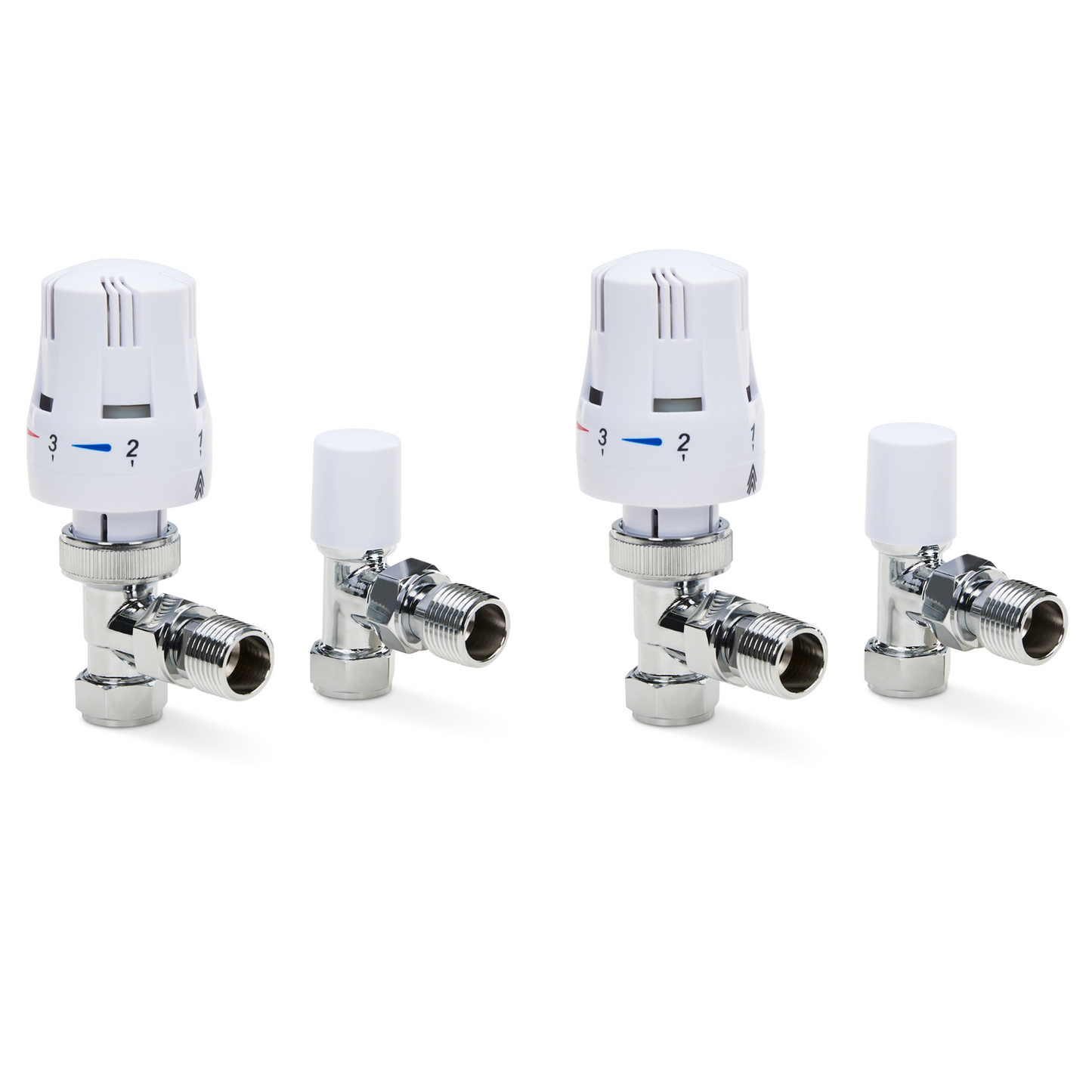 2 x Thermostatic Radiator Valve TRV & Lockshield 15mm Angled LavaTap
