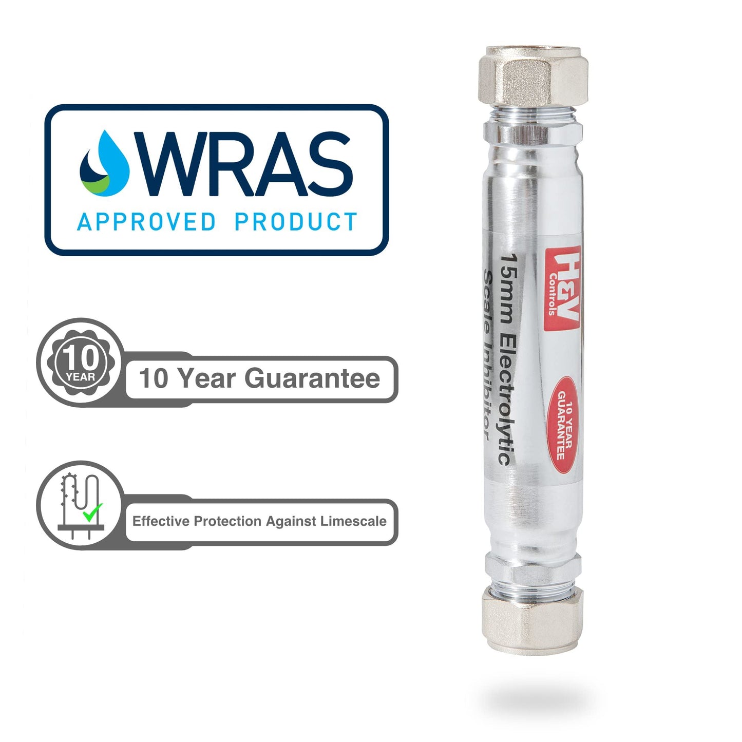 H&V 15mm Electrolytic Scale Reducer Inline Limescale Prevention Device