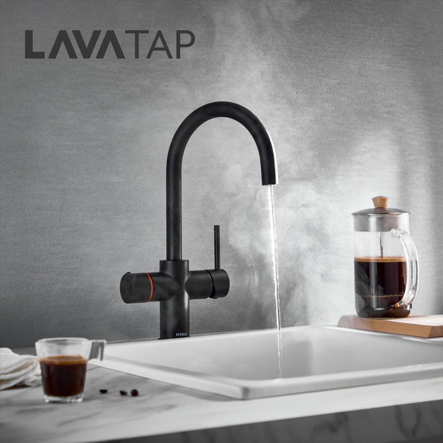 LavaTap Black 3-in-1 Swan Neck Boiling Water Tap Kit