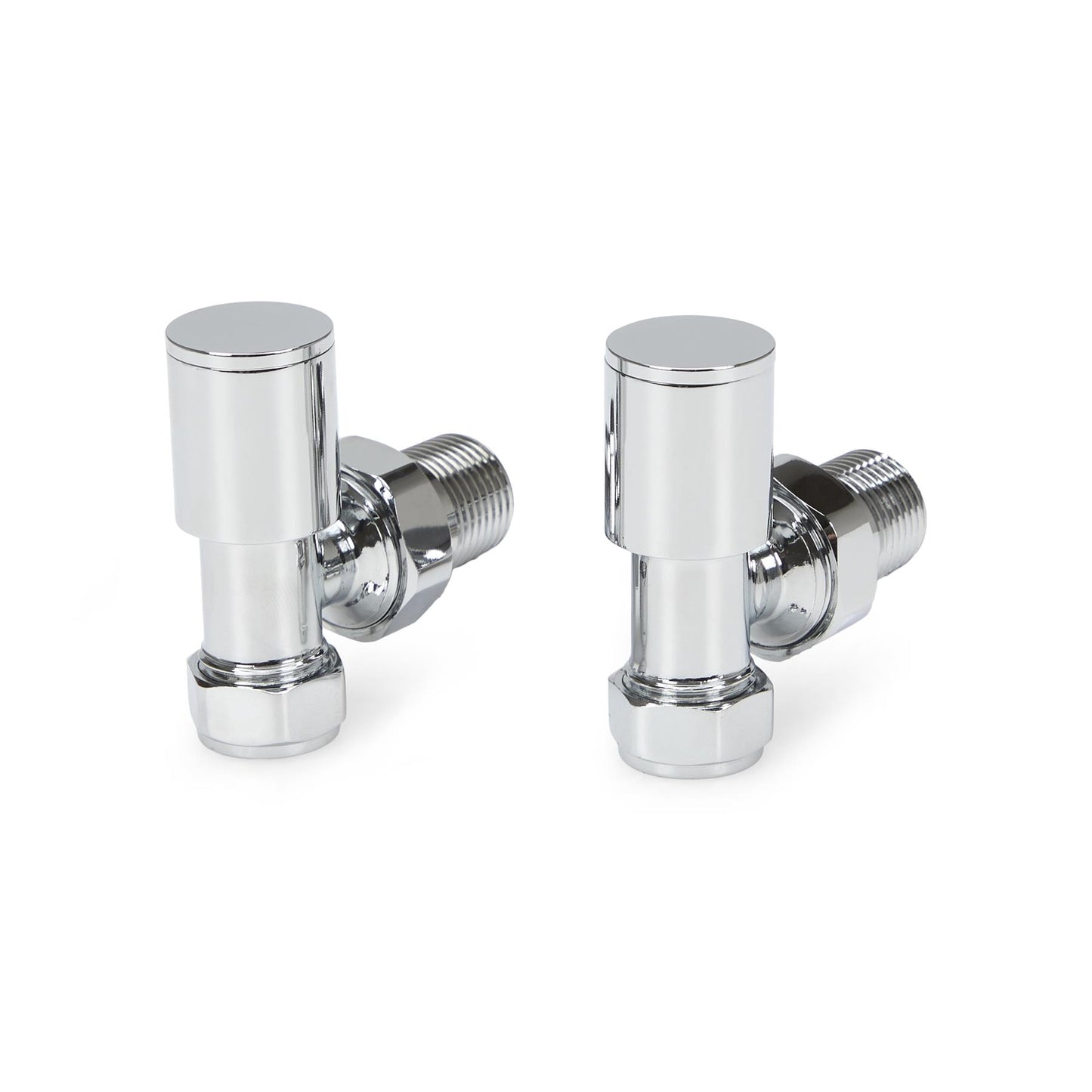 LavaTherm Angled Polished Radiator Valves Pair 15mm LavaTherm - Installation View