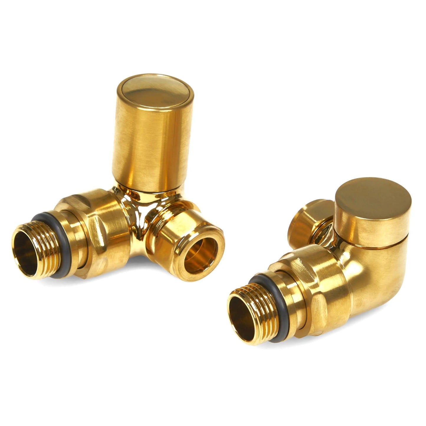 LavaTherm Brushed Brass Corner Manual Radiator Valve 15mm