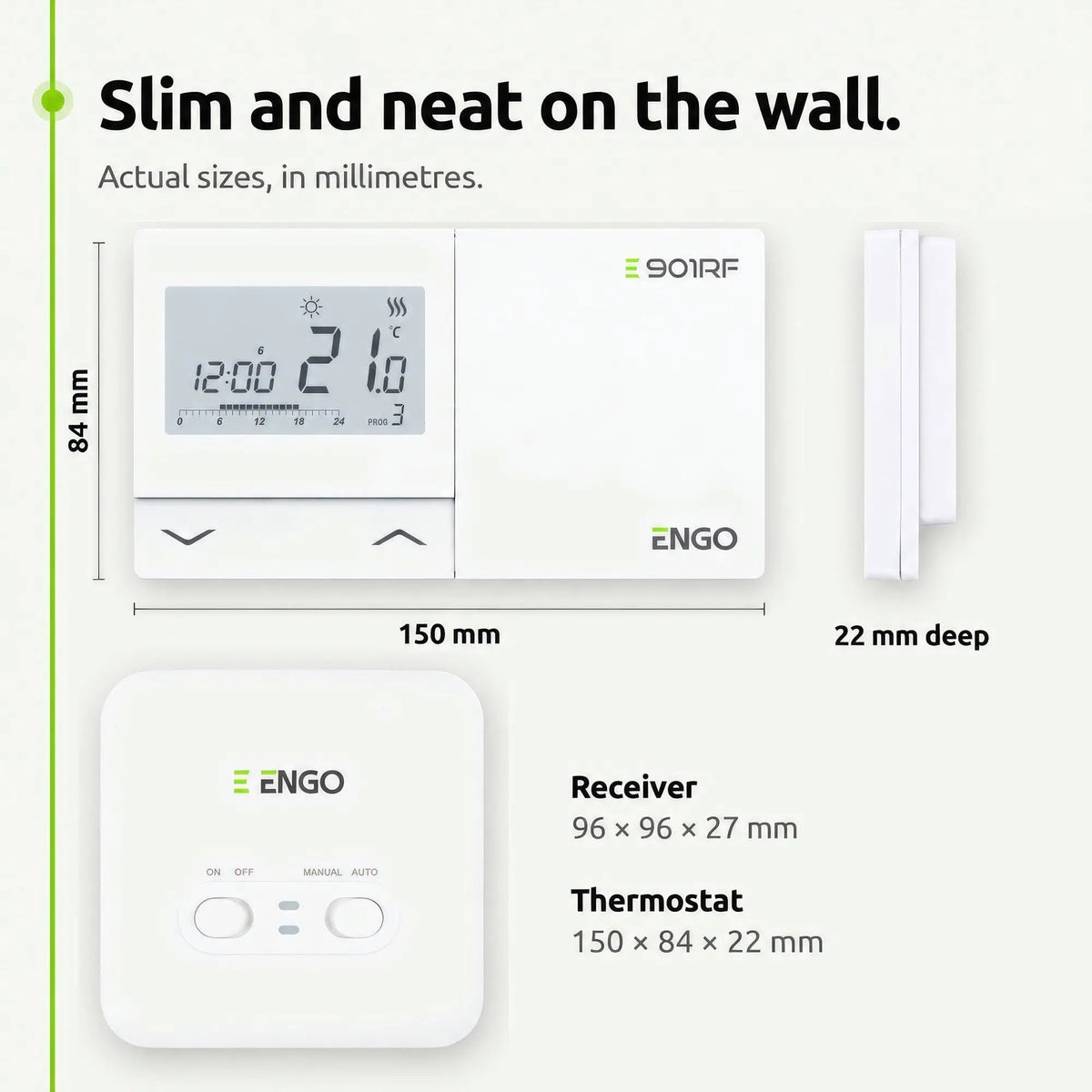 ENGO E901-RF wireless thermostat and receiver