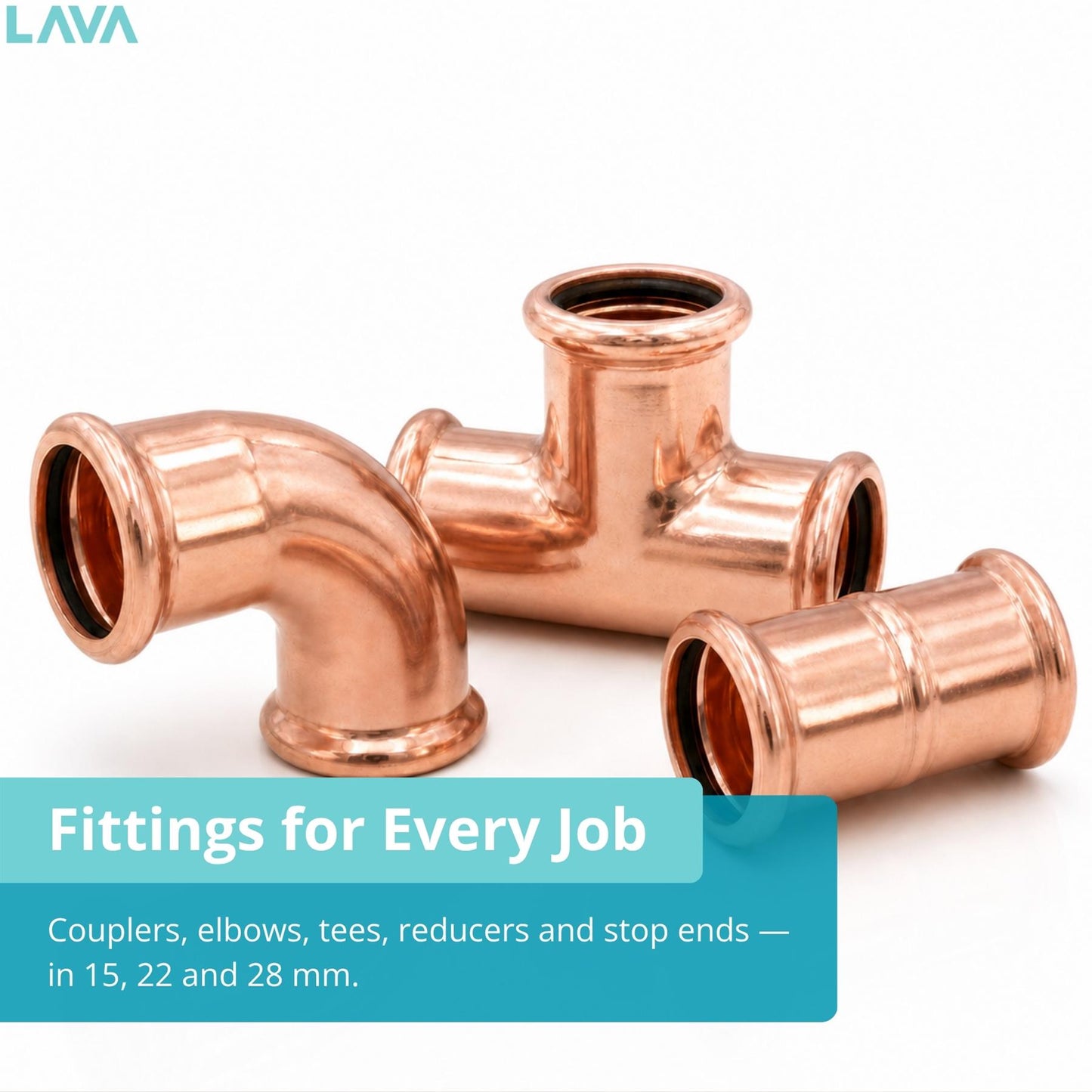 LavaPlumb Copper Pressfit Straight Coupler - 28mm LavaPlumb