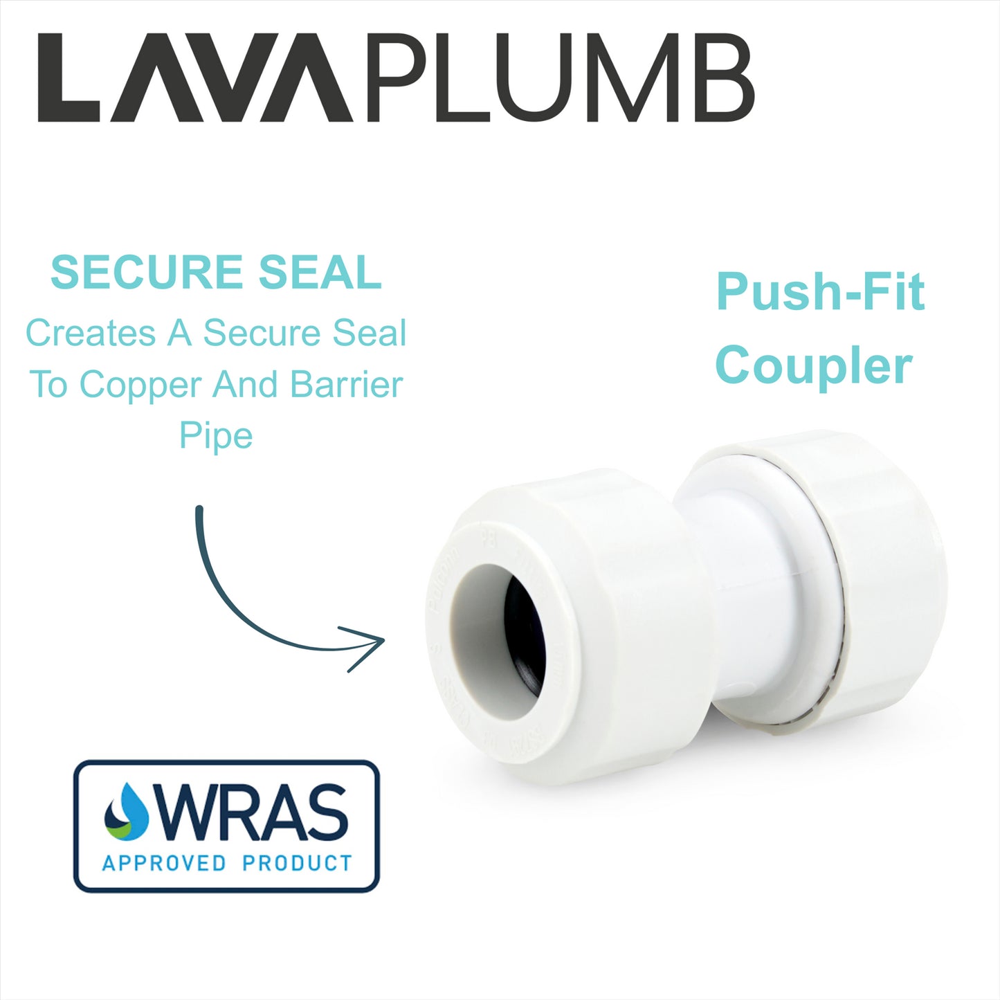 LavaPlumb 22mm Pushfit Coupler White 5 Pack