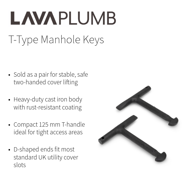Heavy Duty Manhole Cover Keys Pair 125mm Lava Wholesale - Close Up Detail