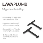 Heavy Duty Manhole Cover Keys Pair 125mm Lava Wholesale - Close Up Detail