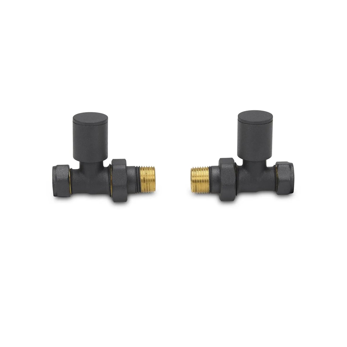 LavaTherm Straight Anthracite Radiator Valves Pair 15mm