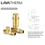 LavaTherm TRV Brushed Brass Thermostatic Radiator Valve - Straight LavaTherm - Side Profile