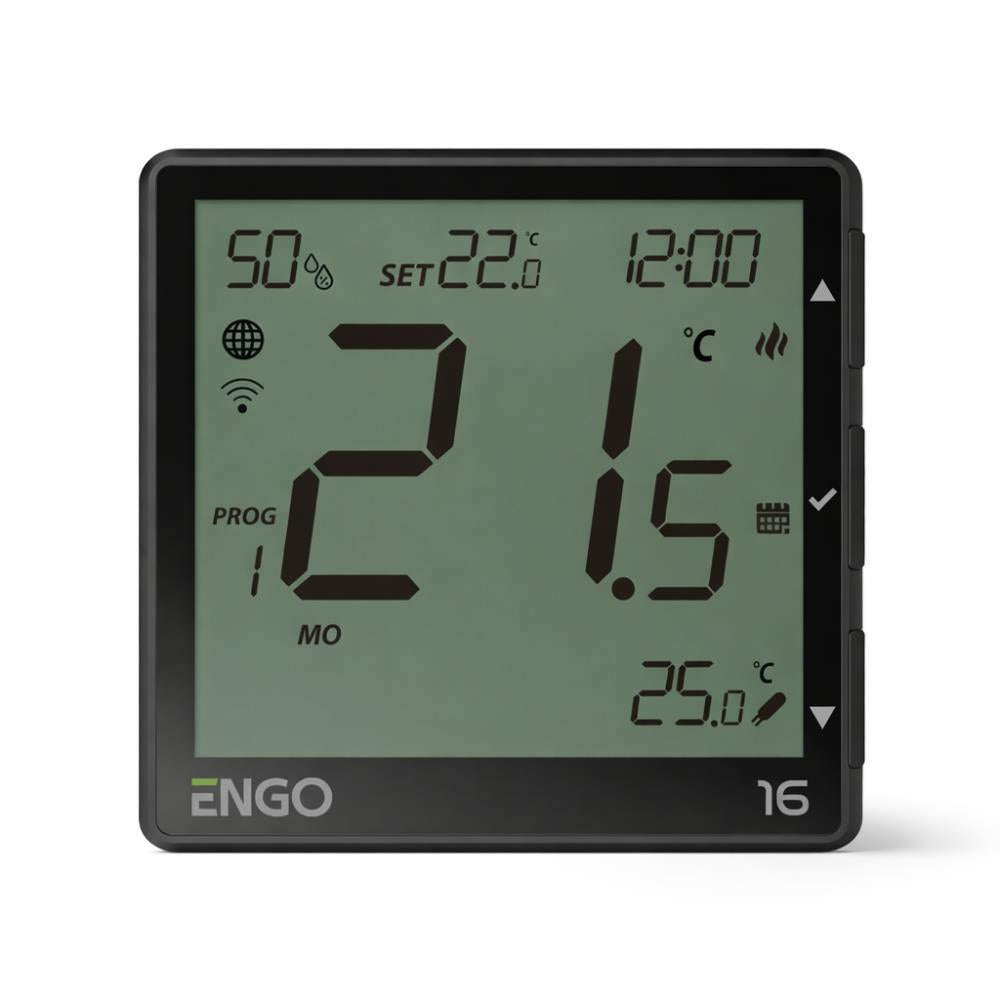 ENGO EONE-16W Wi-Fi Smart Thermostat 16A Relay - Black ENGO