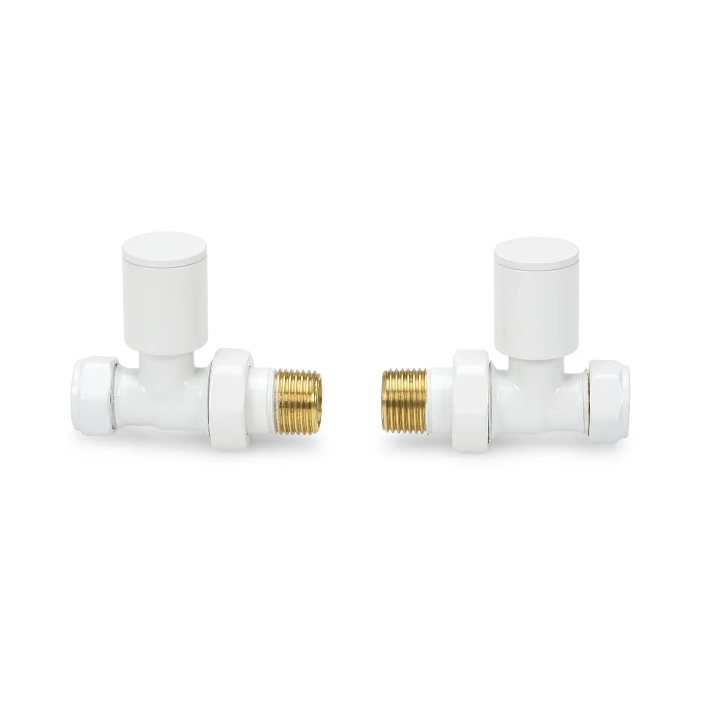 LavaTherm Straight White Radiator Valves Pair 15mm